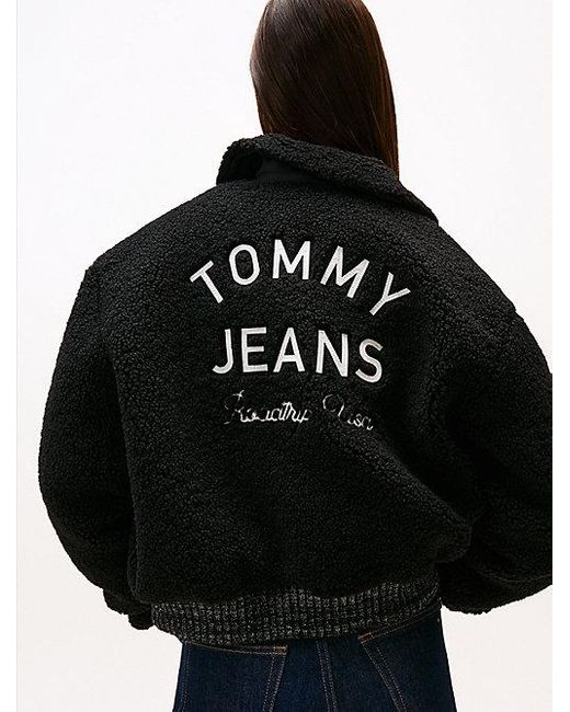 Tommy Hilfiger Varsity Teddy Bomberjack Met Logo Op De Rug in het Black