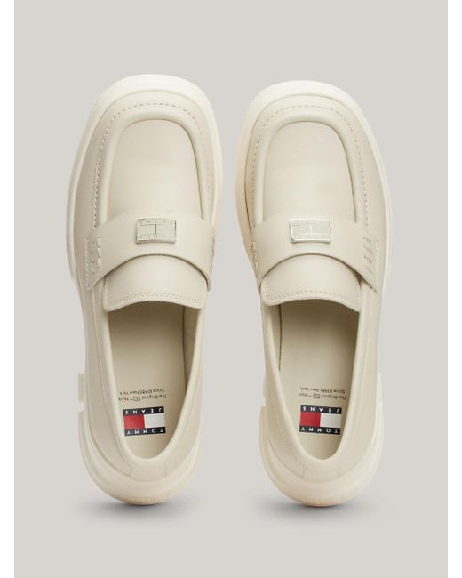 Tommy Hilfiger Natural Leather Chunky Cleat Sole Loafers
