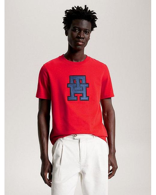Tommy Hilfiger Th Monogram T-shirt Met Appliqué in het Red voor heren