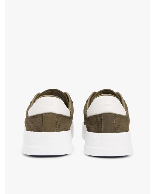 Tommy Hilfiger Green Ventilation Detail Leather Court Trainers for men