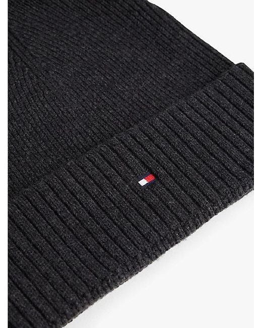 Tommy Hilfiger Hilfiger Flag Beanie Mit Kaschmir in Black für Herren