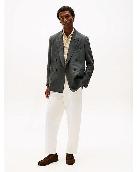 Tommy Hilfiger Double-Breasted Blazer Van Wolmix in het Gray voor heren