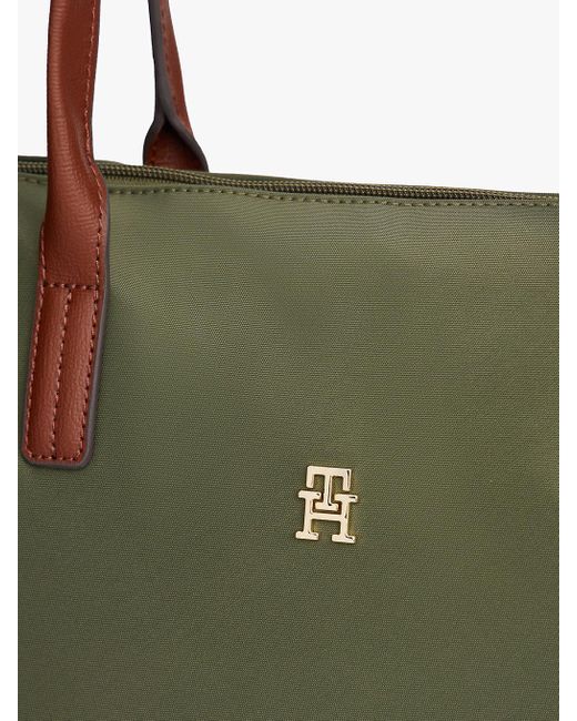 Borsa Tote Con Monogramma Th di Tommy Hilfiger in Green
