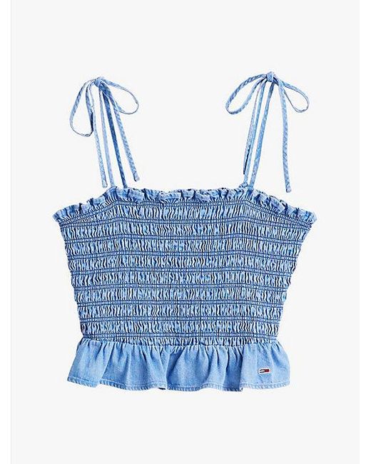 Tommy Hilfiger Blue Chambray-Top Mit Bindebändern