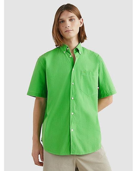 Camisa de manga corta con corte oversize Tommy Hilfiger de hombre de color  Verde | Lyst
