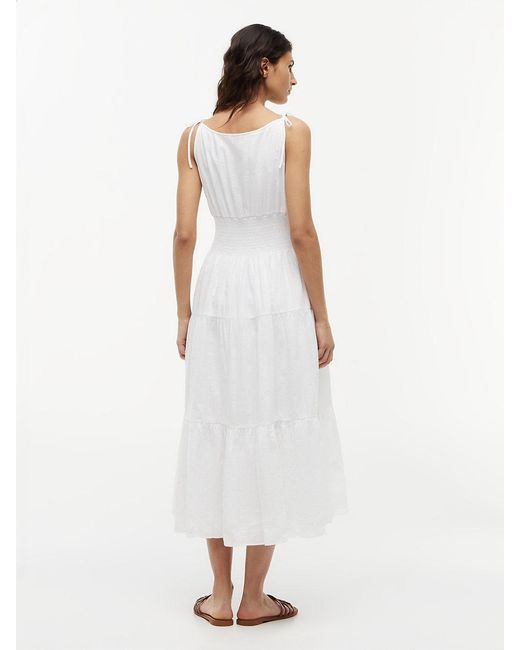 Tommy Hilfiger White Self-Tie Strap Smock Midi Dress