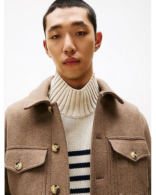 Tommy Hilfiger Utility Shirtjack Van Wolmix in het Brown voor heren