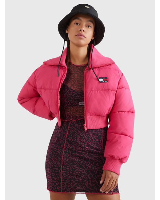 Tommy Hilfiger Pink Ultra Cropped Puffer Jacket