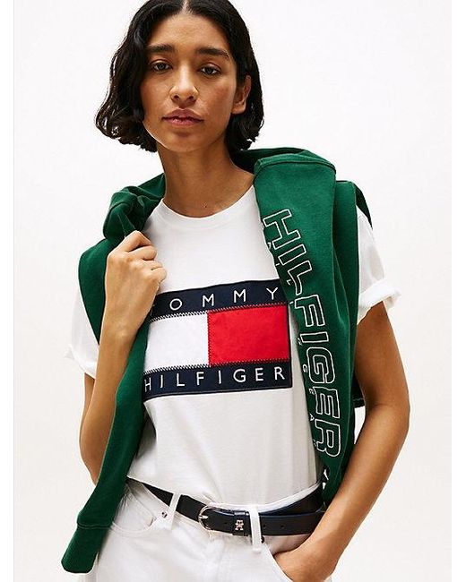 Tommy Hilfiger Hilfiger Sailing T-Shirt Met Vlagbadge in het White