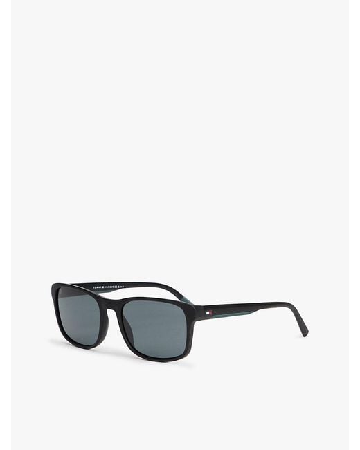 Tommy Hilfiger Black Flag Rectangular Sunglasses for men