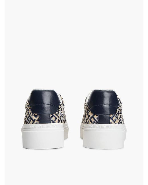 Tommy Hilfiger White Th Monogram Platform Textile Trainers
