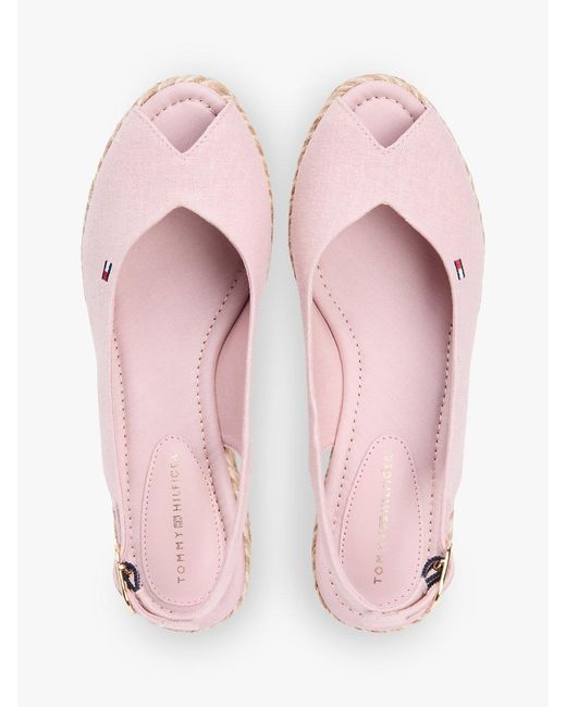 Tommy Hilfiger Pink Hemp Slingback Wedge Espadrilles