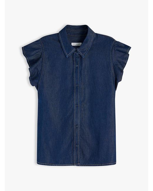 Tommy Hilfiger Blue Regular Ruffle Cap Sleeve Denim Shirt