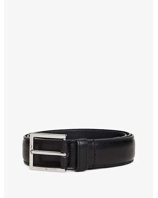 Tommy Hilfiger Leren Riem Met Vierkante Gesp in het Black voor heren