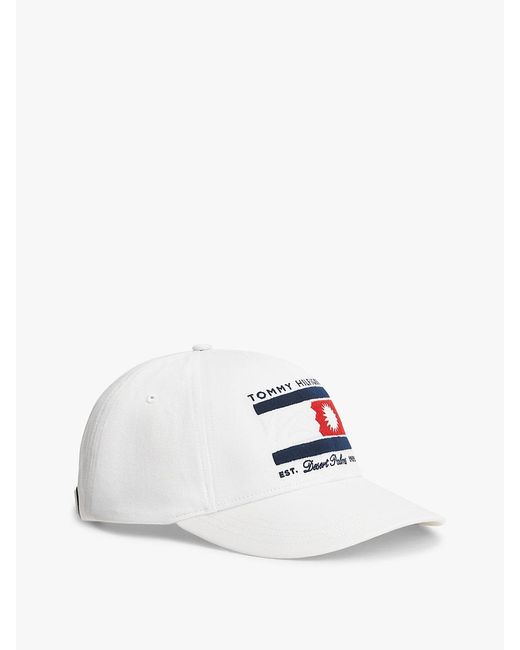 Tommy Hilfiger White Graphic Embroidery Six-Panel Baseball Cap for men