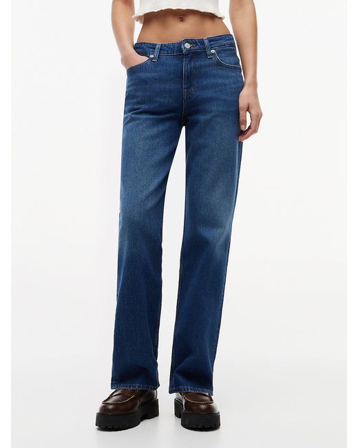 Tommy Hilfiger Blue Whiskered Low Rise Straight Leg Jeans
