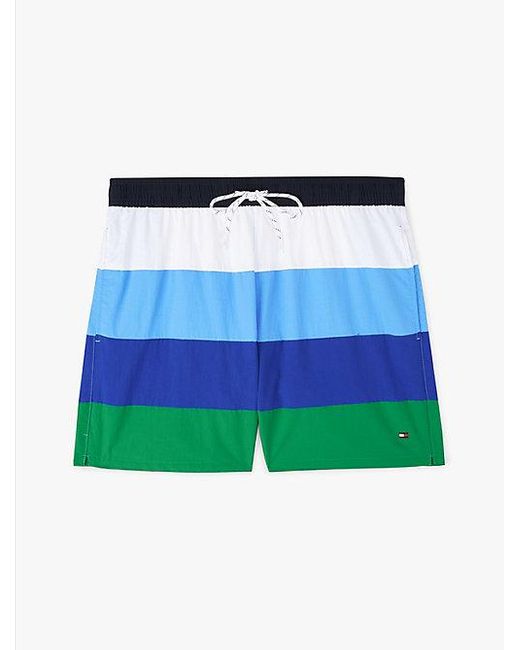 Tommy Hilfiger Medium Lange Zwemshort Met Streep in het Blue voor heren