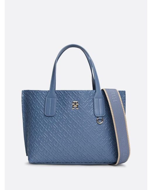 Tommy Hilfiger Blue Th Monogram Embossed Tote