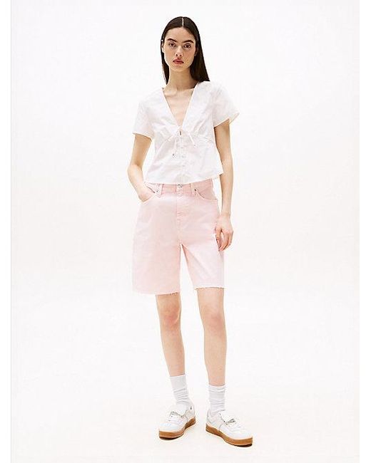 Tommy Hilfiger Pink Relaxed Fit Bermudashorts Mit Hohem Bund