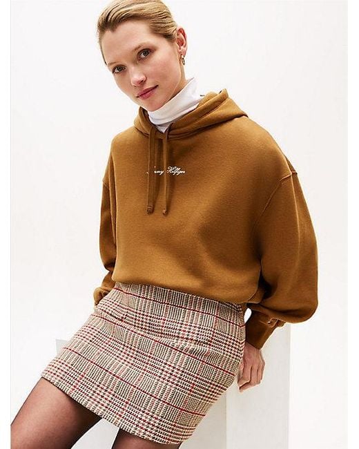 Tommy Hilfiger Brown Relaxed Fit Hoodie Mit Strukturiertem Logo