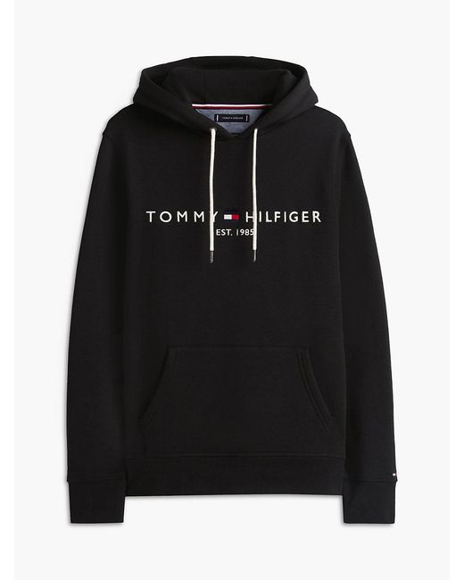 Tommy Hilfiger Black Logo Flex Fleece Hoody for men