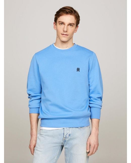 Tommy Hilfiger Blue Th Monogram Crew Neck Sweatshirt for men