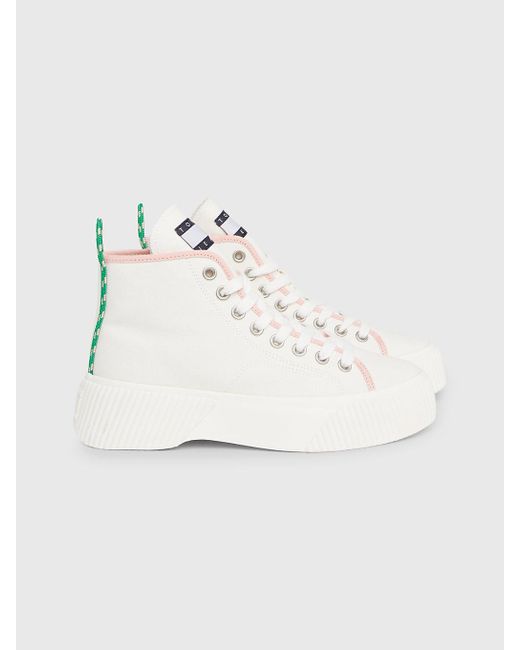 Tommy Hilfiger White Canvas Platform High-top Trainers