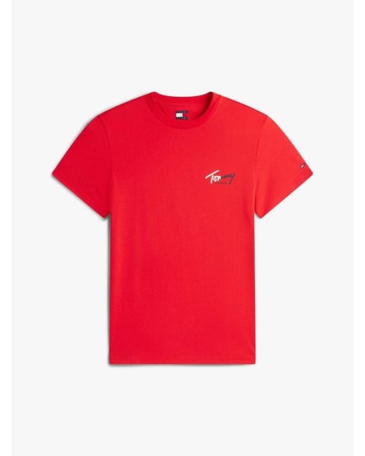 Tommy Hilfiger Red Signature Logo Slim Jersey T-Shirt for men