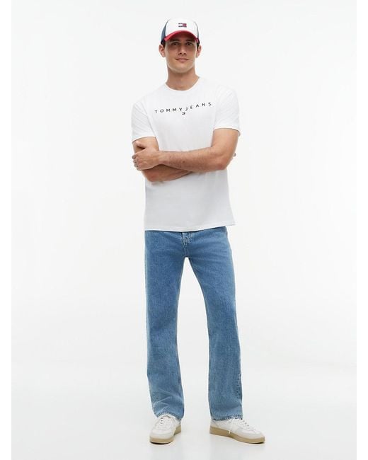 Tommy Hilfiger White Linear Logo Jersey T-shirt for men