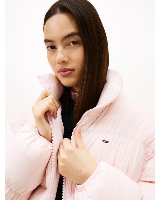 Tommy Hilfiger Pink Ruched Down Puffer Jacket