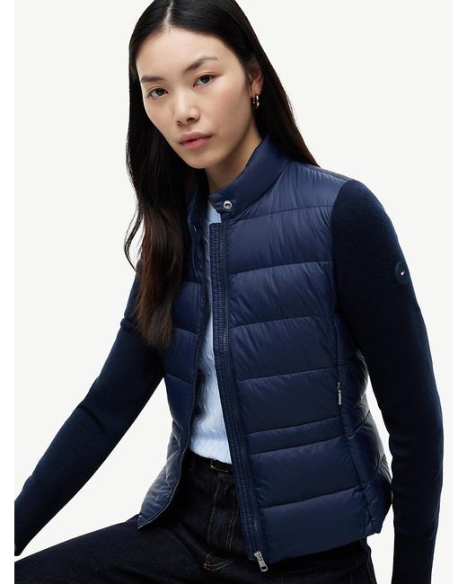 Tommy Hilfiger Blue Mixed Texture Slim Lightweight Down Jacket