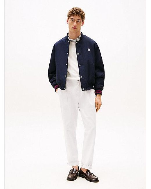 Pantalón Chino Greenwich De Pernera Ancha Con Lino Tommy Hilfiger de hombre de color Blue