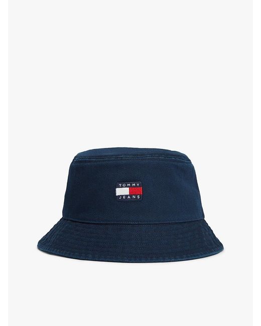 Tommy Hilfiger Blue Heritage Logo Washed Bucket Hat for men