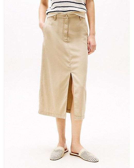 Tommy Hilfiger Midi-Chinorok in het Natural