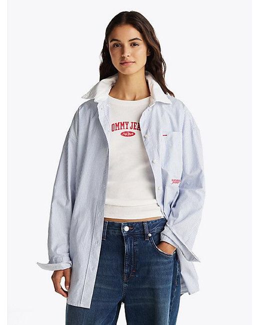 Tommy Hilfiger Oversized Overhemd Met Strepen in het White