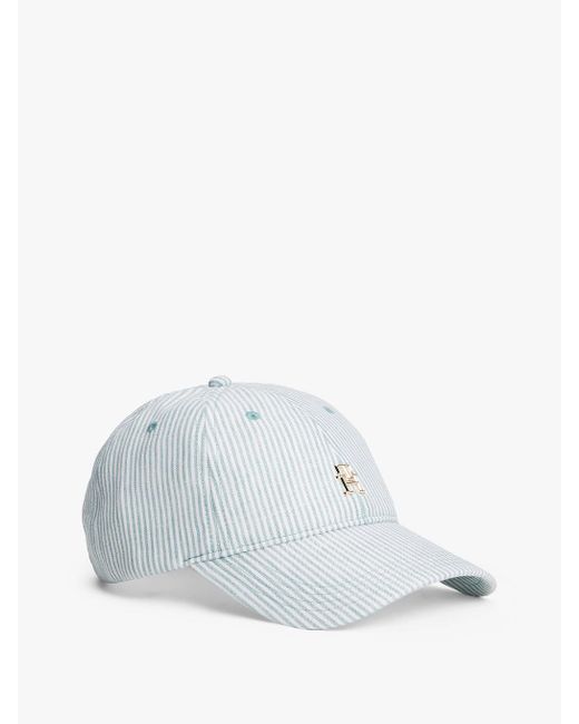 Tommy Hilfiger White Linen Five-panel Baseball Cap