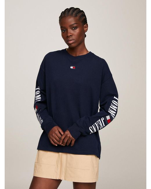 Tommy Hilfiger Archive Logo Long Sleeve T shirt in Blue Lyst UK