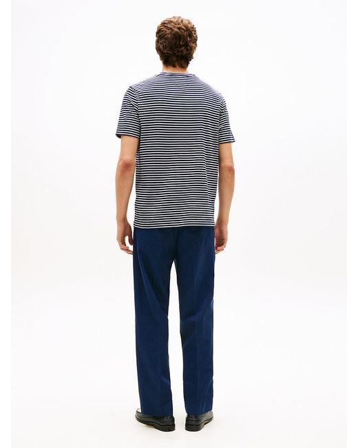 Tommy Hilfiger Blue Flag Embroidery Stripe Jersey T-Shirt for men