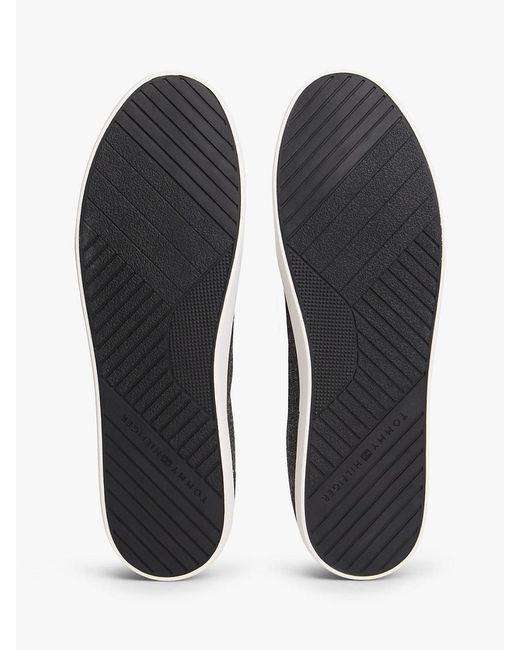 Tommy Hilfiger White Linen Chambray Jacquard Trainers for men