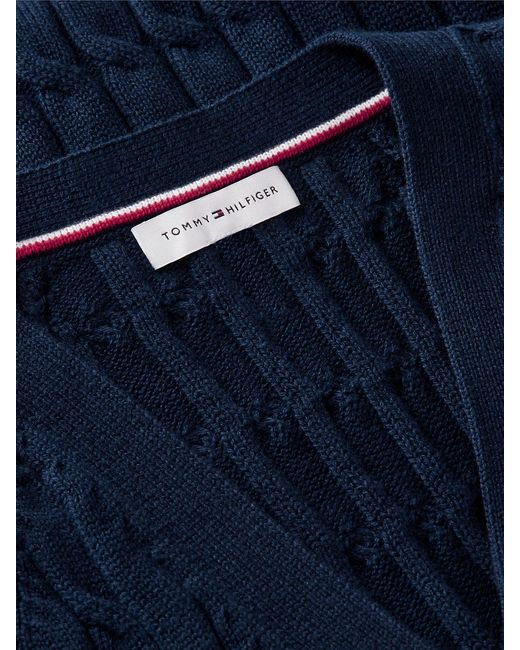 Tommy Hilfiger Blue Cable Knit Slim Cap Sleeve Cardigan