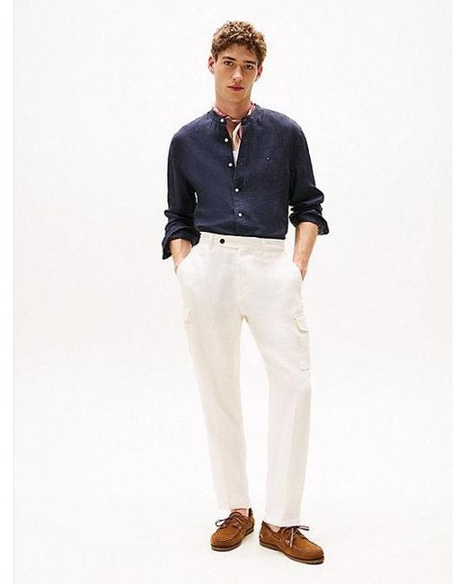 Camisa De Lino Lavado Tommy Hilfiger de hombre de color Blue