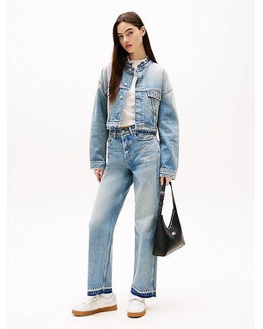 Tommy Hilfiger Blue Cropped Oversized Fit Trucker-Jeansjacke