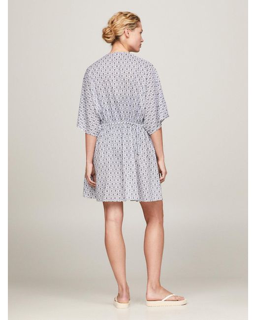 Tommy Hilfiger Gray Th Monogram Print Cover Up Dress
