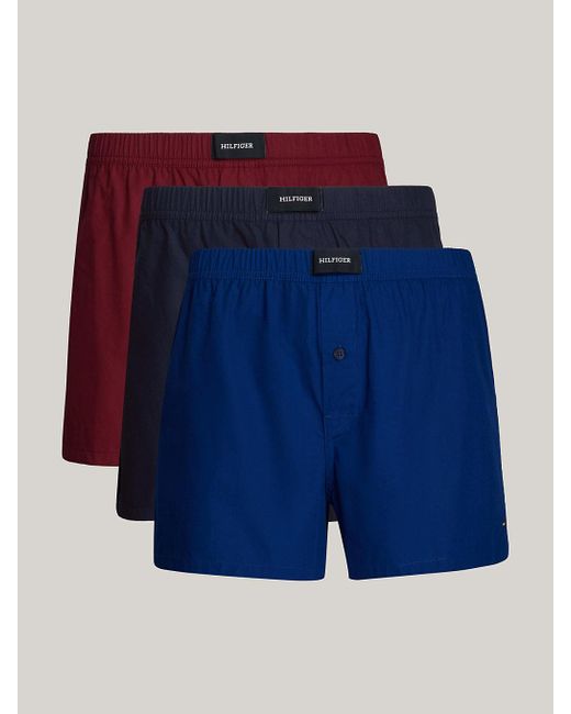 Tommy Hilfiger Blue 3-pack Hilfiger Monotype Woven Boxer Shorts for men