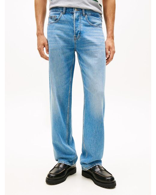 Tommy Hilfiger Blue Jaimie Whiskered Relaxed Straight Leg Jeans for men