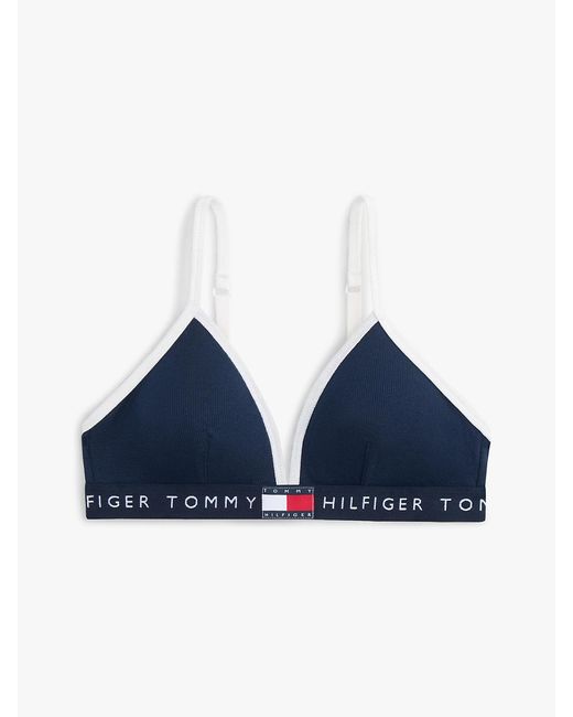 Tommy Hilfiger Blue Heritage Logo Removable Padding Triangle Bra