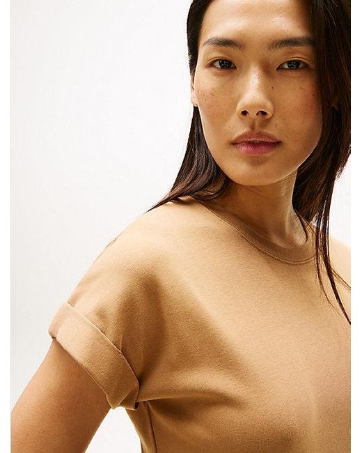 Tommy Hilfiger Natural Midi-Kleid Mit Goldfarbenen Knöpfen