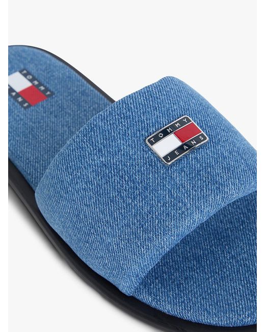 Tommy Hilfiger Blue Denim Padded Strap Slides