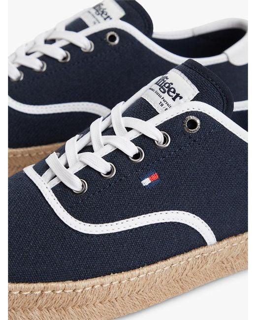 Tommy Hilfiger Blue Canvas Espadrille Hybrid Trainers With Linen for men