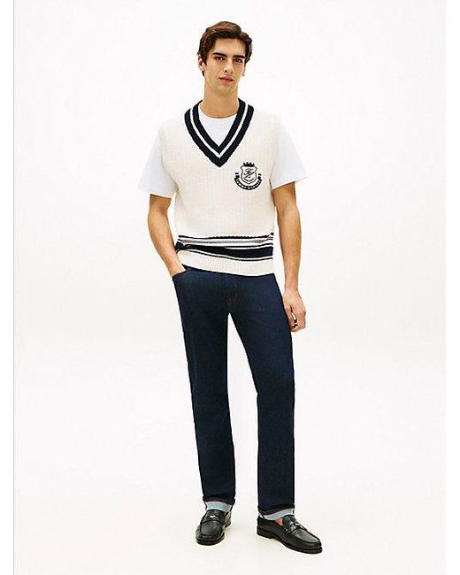 Tommy Hilfiger Relaxed Fit Spencer Met V-Hals En Appliqué in het White voor heren